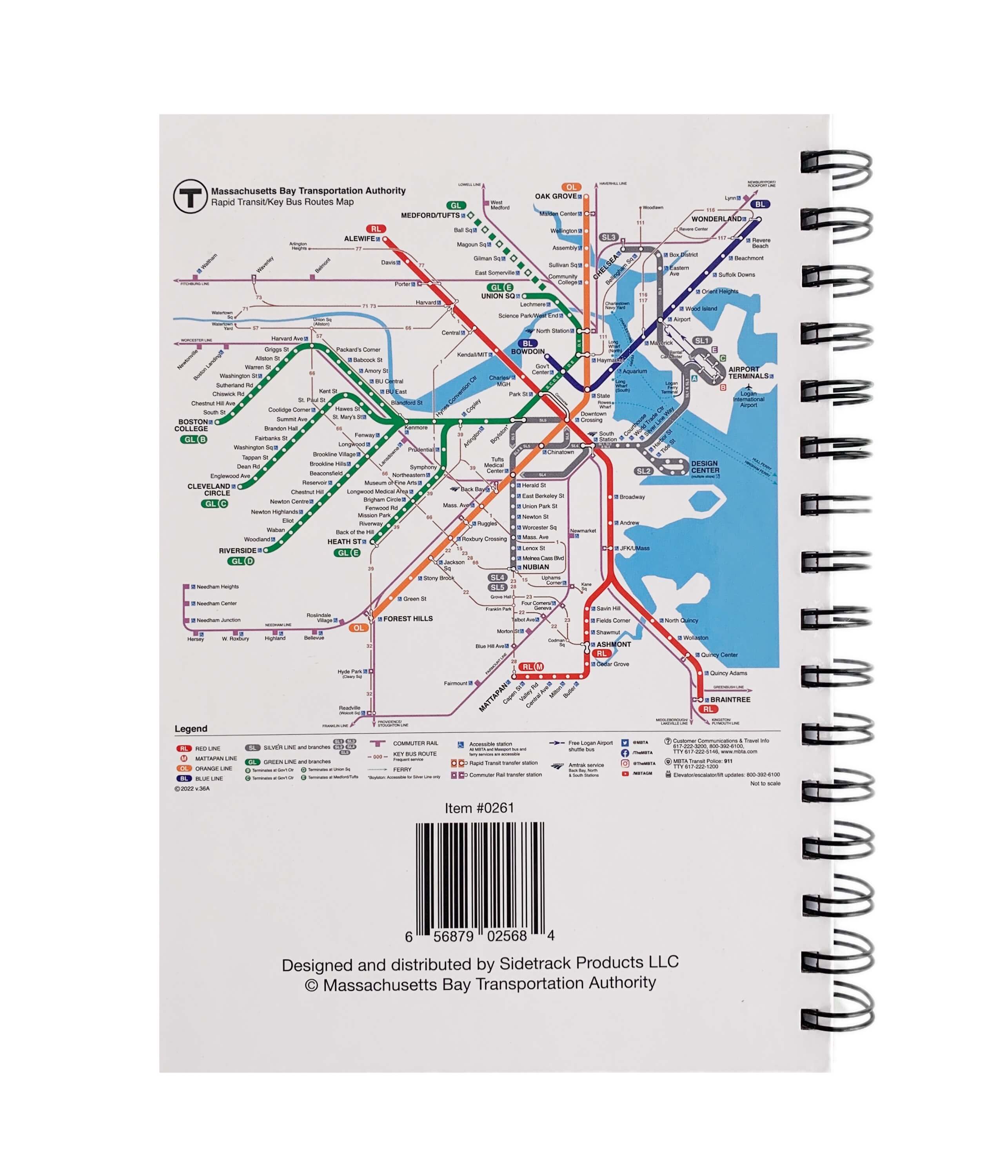 Pink Boston MBTA souvenir notebook with subway map